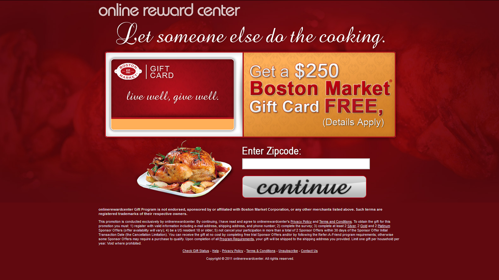 Get a $250 Boston Market Gift Card For Free!