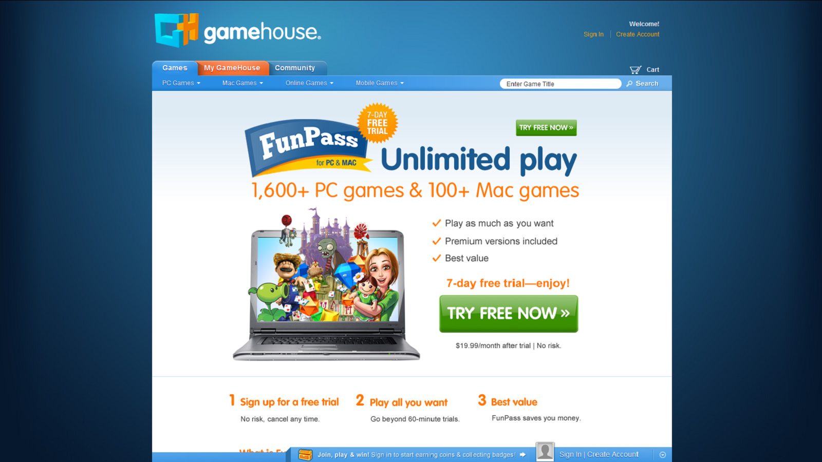 Get Unlimited Play Of 1,300+ Games For Free!