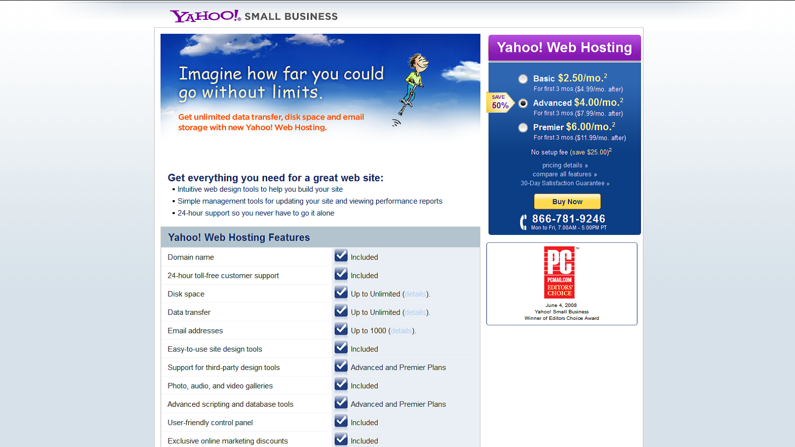 Save 50% With Yahoo! Web Hosting!